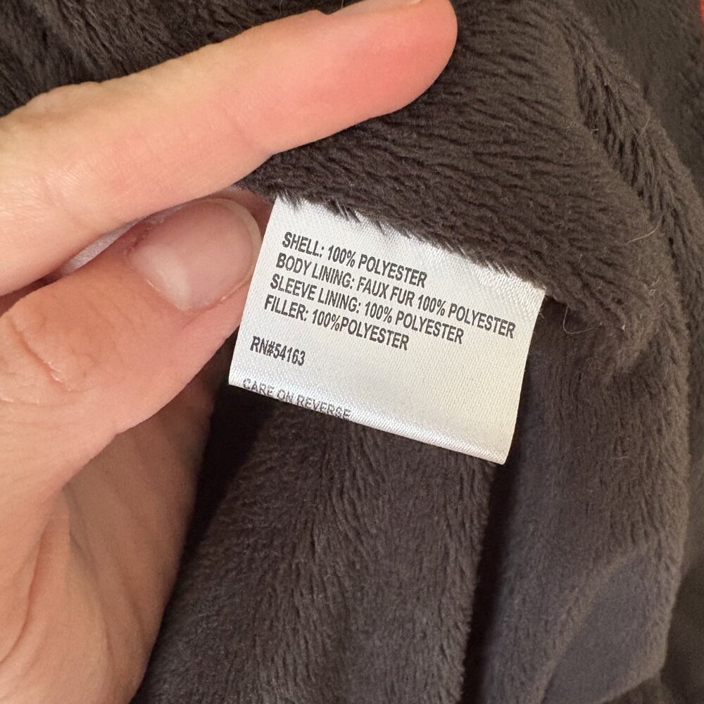 Calvin Klein Quilted Zip-Up Jacket, Dark Brown, Faux Fur Lined, Size M - Picture 7 of 8